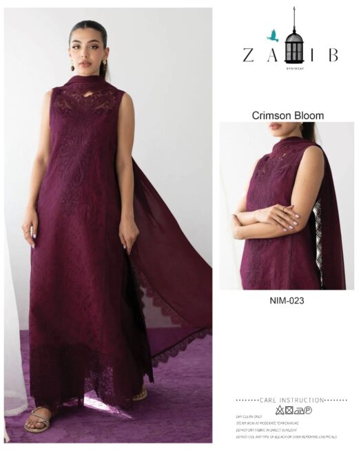 Zaib best unstiched Summer Lawn Suit with Chiffon Dupatta