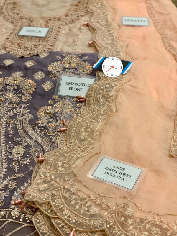 Maria B Chiffon 3Pc Dress with Adda Work & Silk Trouser