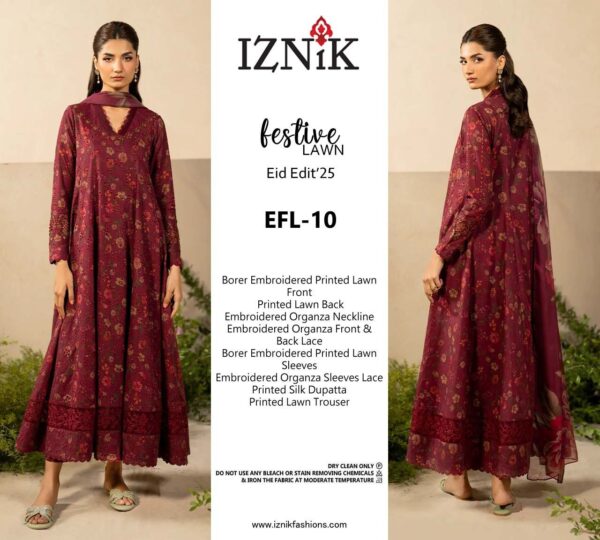 Luxury Iznik Lawn Suit with Chiffon Dupatta 2025