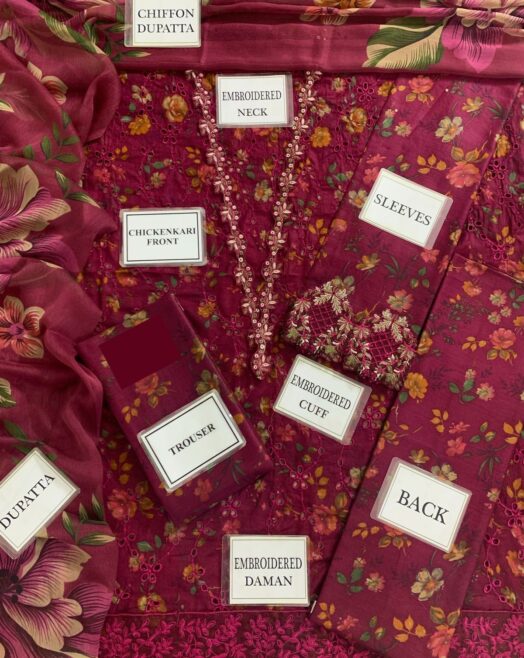 Luxury Iznik Lawn Suit with Chiffon Dupatta 2025