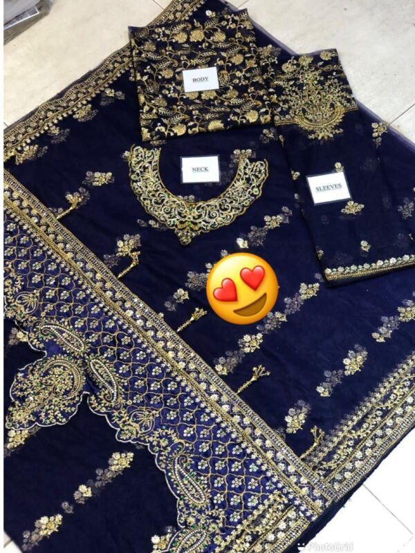 Luxury Maria B Embroidered Net Saree for Weddings 2025