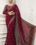 Luxury Maria B Embroidered Net Saree for Weddings 2025