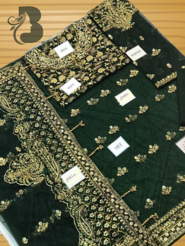 Luxury Maria B Embroidered Net Saree for Weddings 2025
