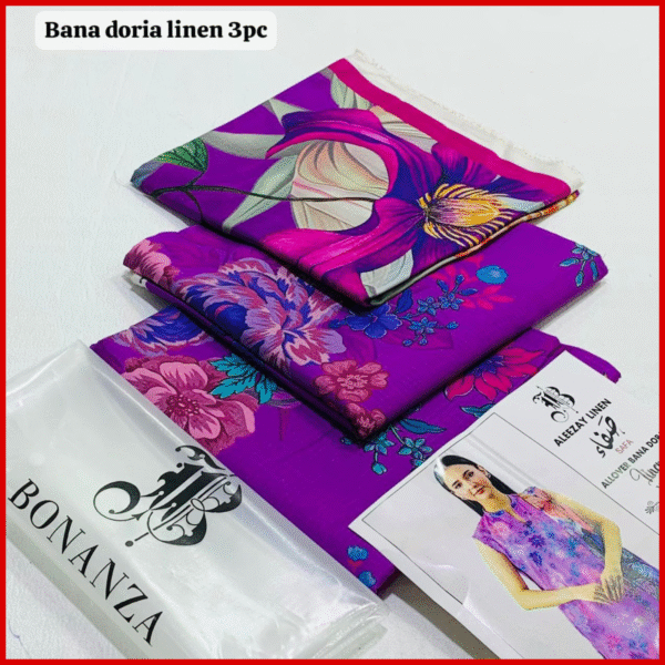 BONANZA- Digital Printed 3pc BANA DORA Linen Suit