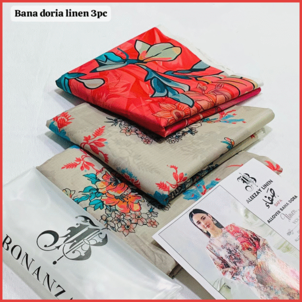 BONANZA- Digital Printed 3pc BANA DORA Linen Suit