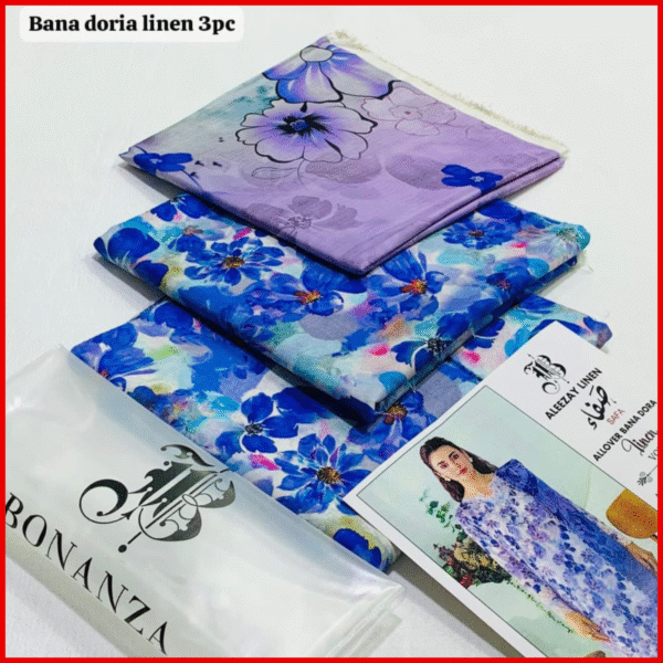 BONANZA- Digital Printed 3pc BANA DORA Linen Suit