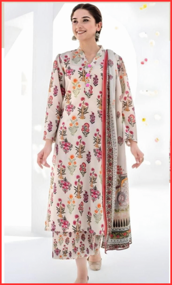 Baroque Lawn Suit in cream colour