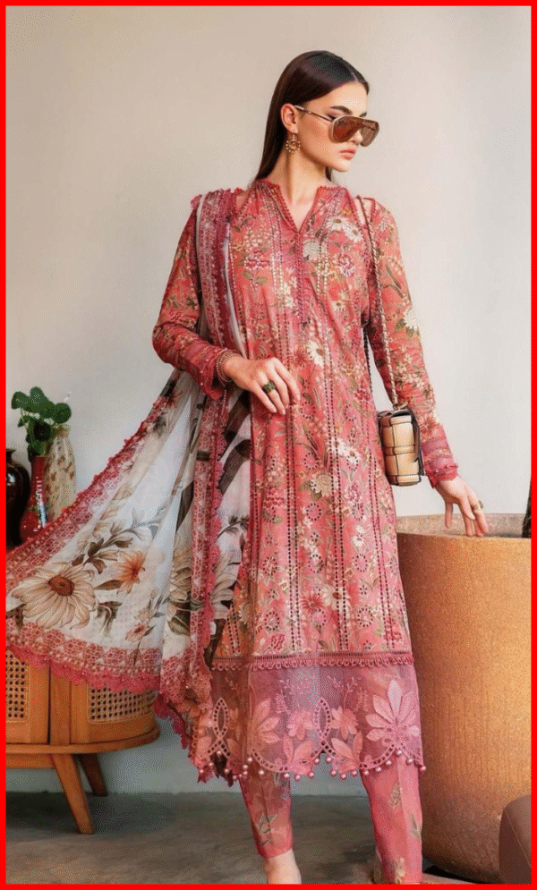 MARIA B Rosy Bloom Unstitched Printed Lawn Suit