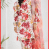 ETHNIC 3PC Digital Printed Lawn Suit in white flowery
