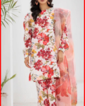 ETHNIC 3PC Digital Printed Lawn Suit in white flowery