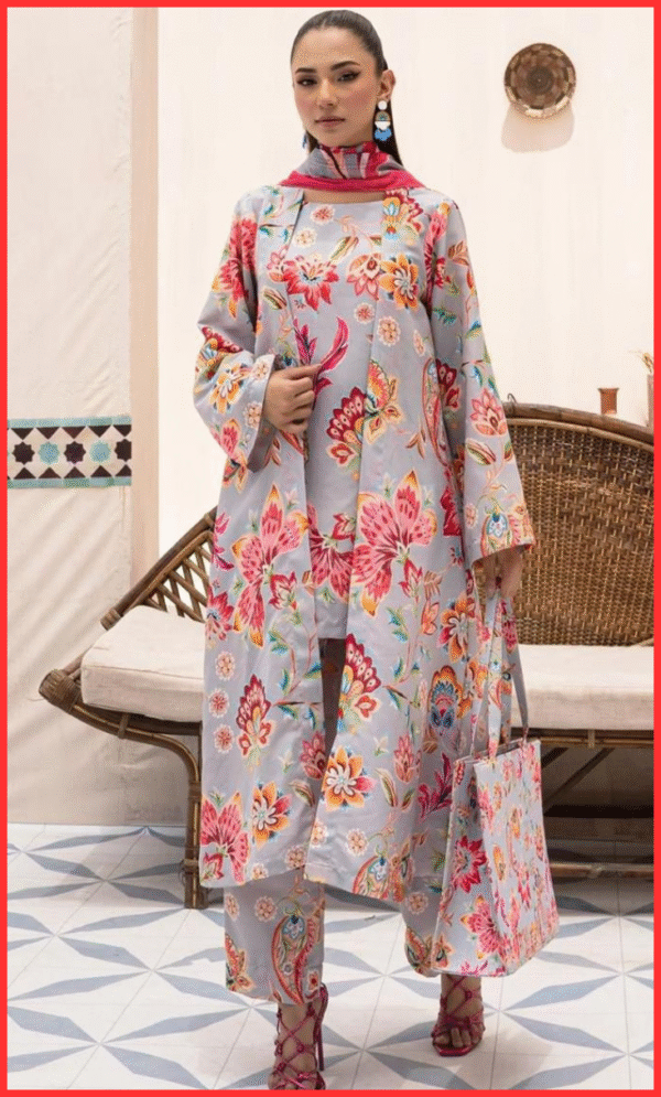 ETHNIC 3PC Printed Lawn Suit flower print