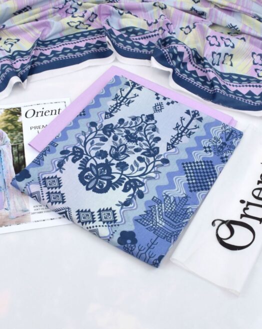 Orient 3PC Digital Printed Lawn in Suit Sky blue Colour