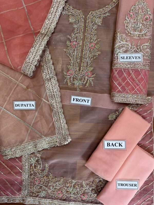 Sara Rohail Asghar Replica – Unstitched Organza Suit with Malai Trouser