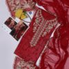 Red Embroidered Party Wear Chiffon Suit - Wedding Collection