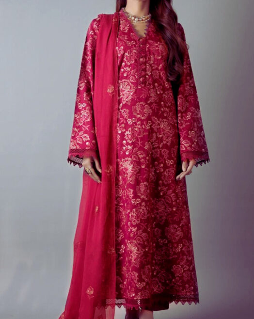 Bareeze Premium Dhanak Embroidered 3PC Suit –W201