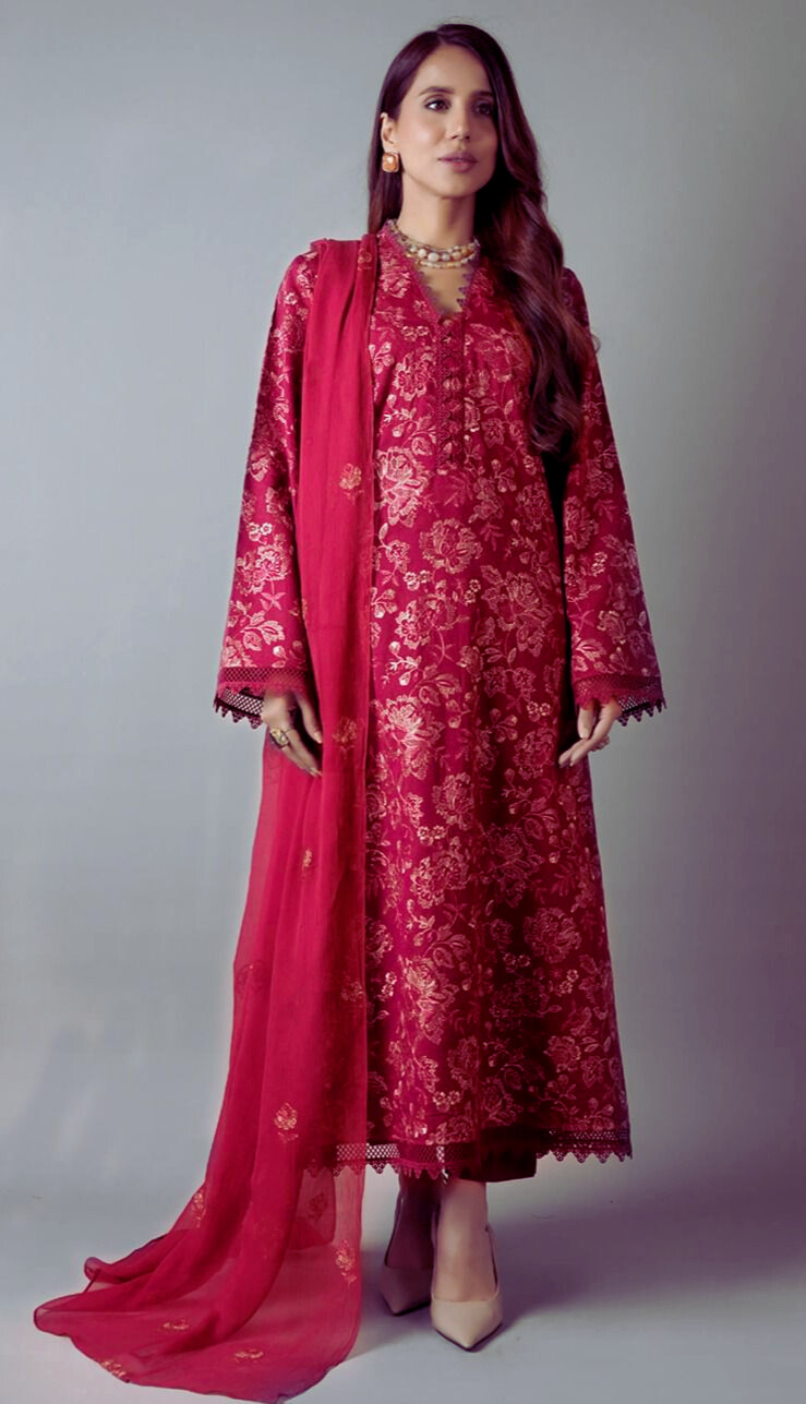 Bareeze Premium Dhanak Embroidered 3PC Suit –W201