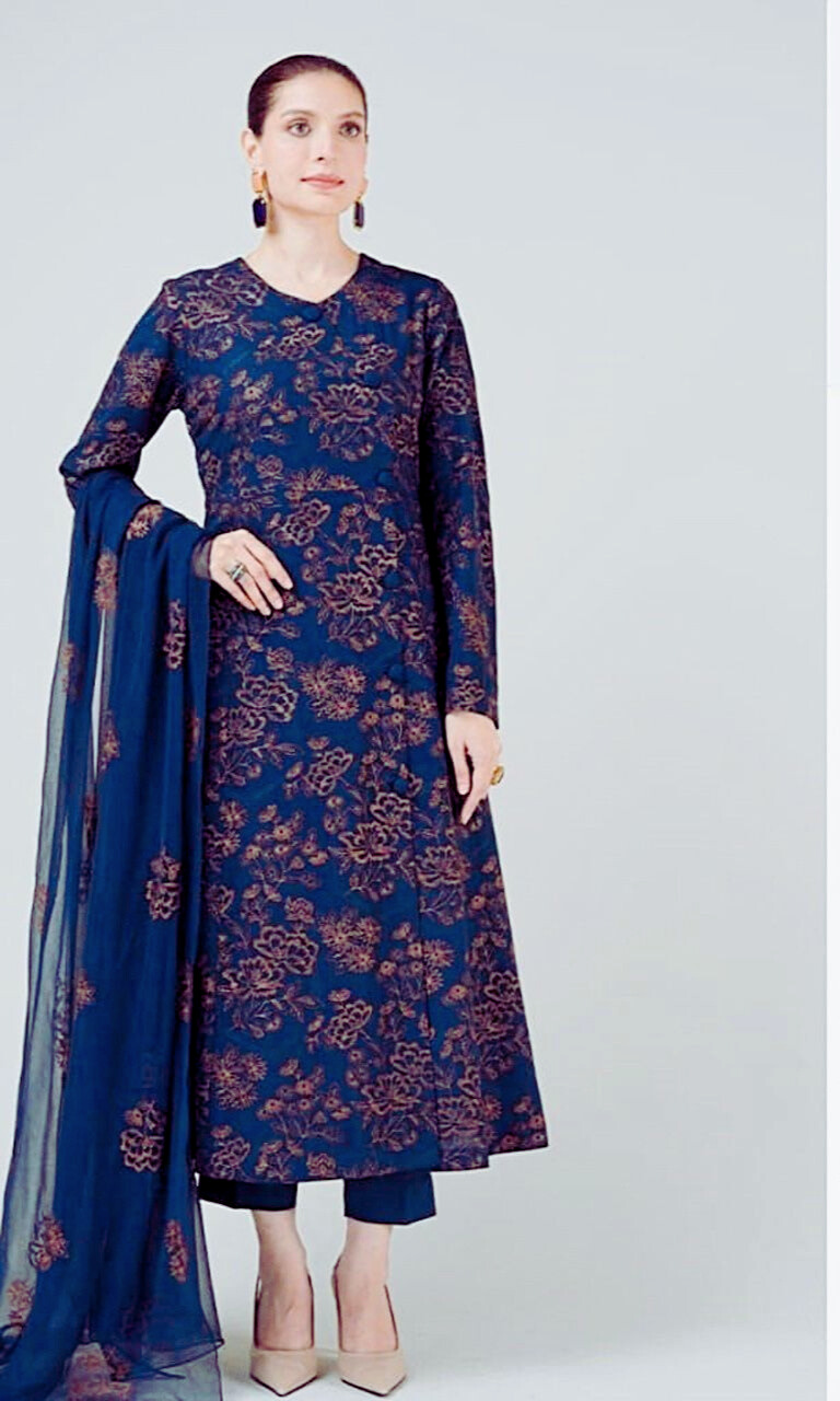 Bareeze Premium Dhanak Embroidered 3PC Suit –W199