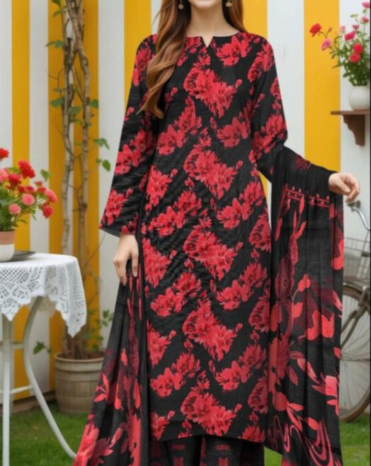 Airjet Khaddar Digital Print 3PC – Fine Quality Winter Volume W156