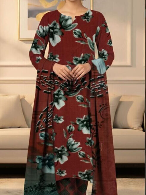 Airjet Khaddar Digital Print 3PC – Fine Quality Winter Volume W154