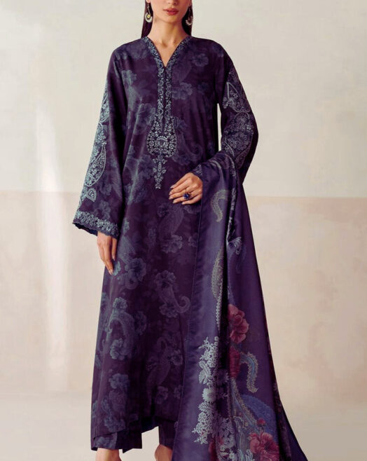 Baroque Airjet Khaddar Digital Print 3PC – Latest Winter Collection 203