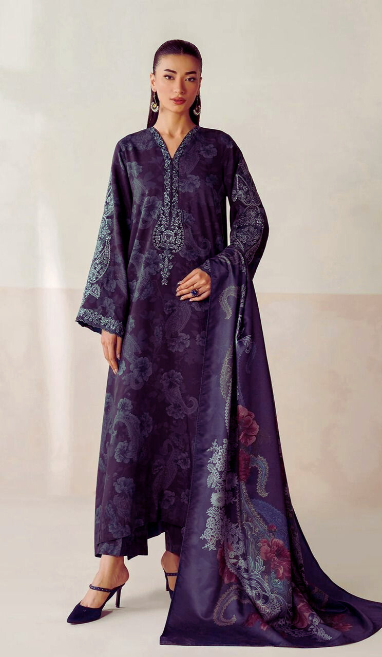 Baroque Airjet Khaddar Digital Print 3PC – Latest Winter Collection 203
