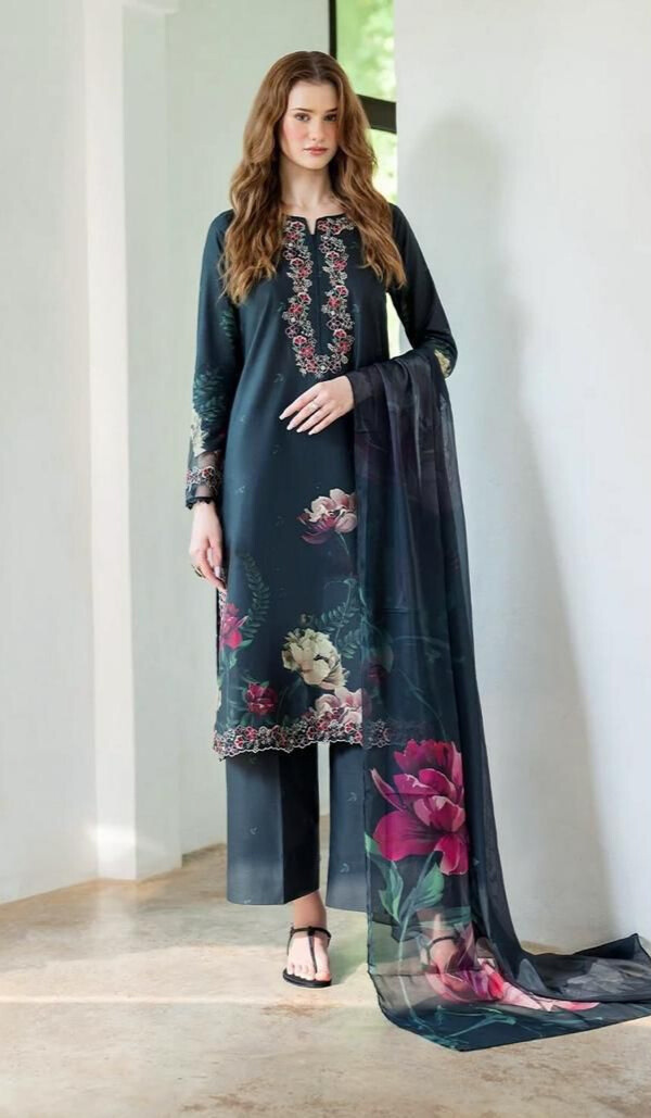 Digital Print Dhanak Airjet Patch Suit – 3PC Winter Collection W197