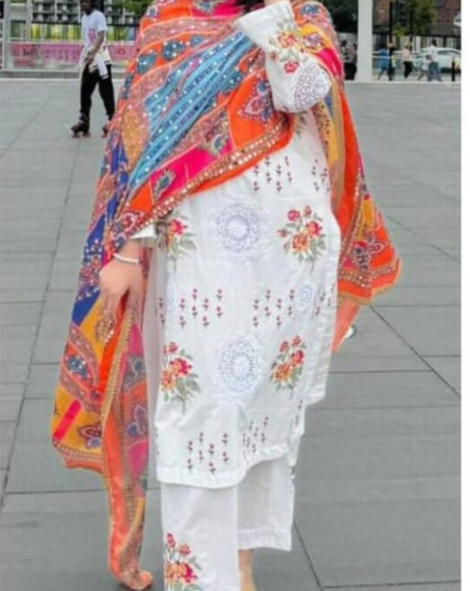 Nimra Mehra Premium Dhanak Embroidered Suit with Digital Wool Shawl