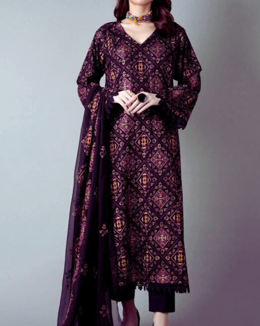 Bareeze Premium Dhanak Embroidered 3PC Suit –W200