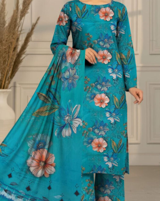 Bareeze Airjet Doria Linen Digital Print 3PC – Allover Volume W190