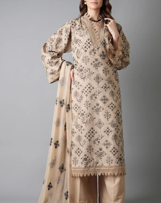 Bareeze Premium Dhanak Embroidered 3PC Suit –W202