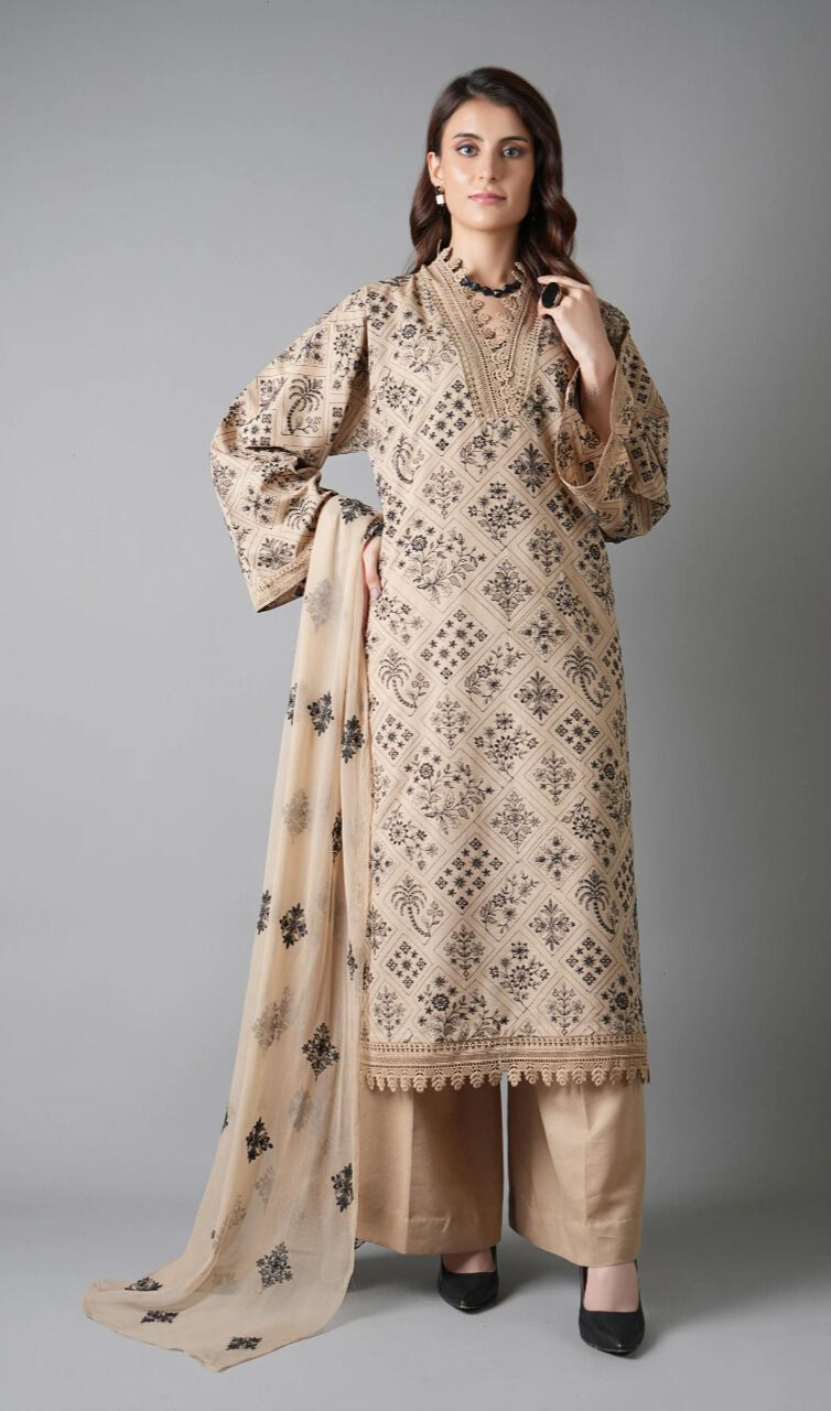 Bareeze Premium Dhanak Embroidered 3PC Suit –W202