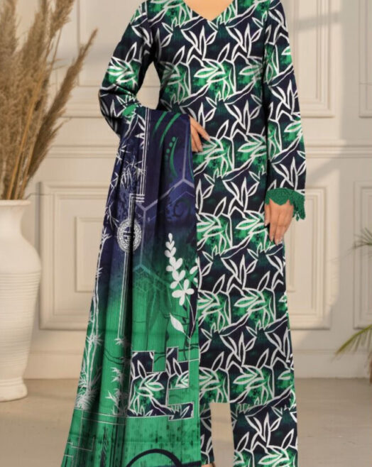 Bareeze Airjet Doria Linen Digital Print 3PC – Allover Volume W187