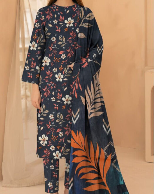 Bareeze Airjet Doria Linen Digital Print 3PC – Allover Volume W191