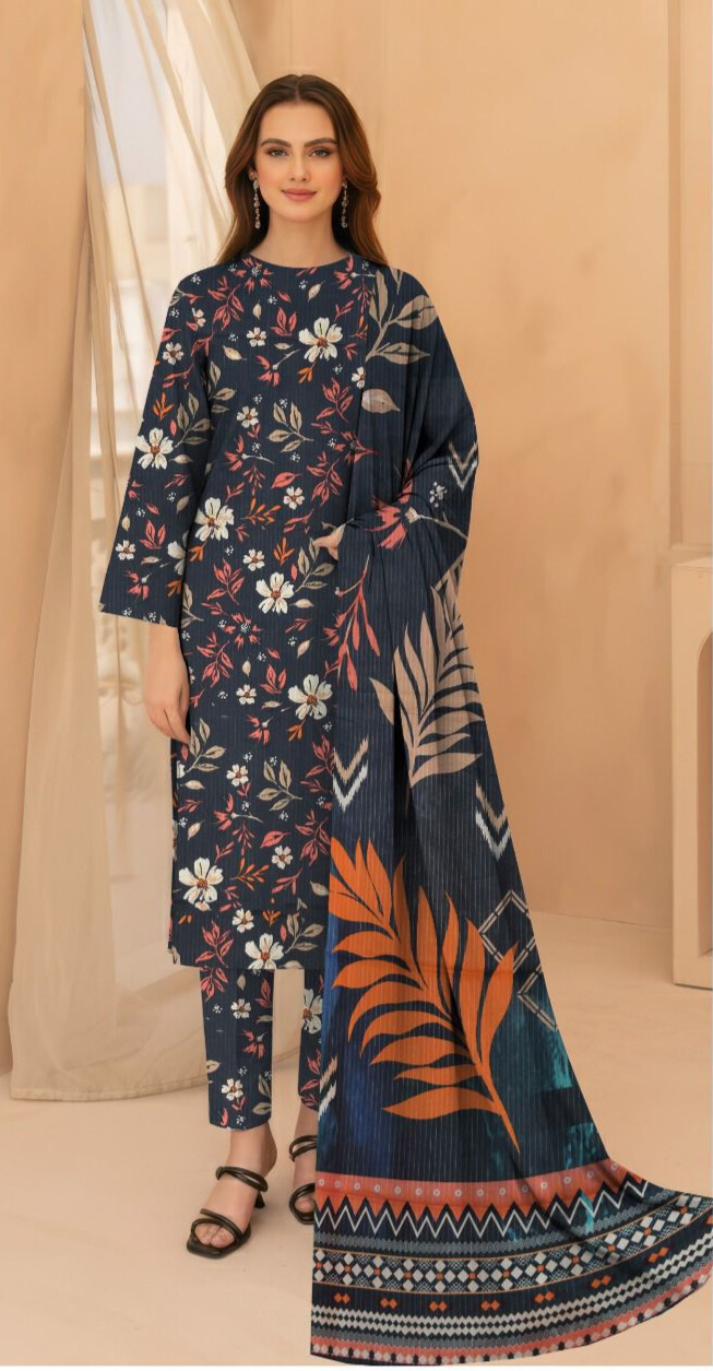 Bareeze Airjet Doria Linen Digital Print 3PC – Allover Volume W191