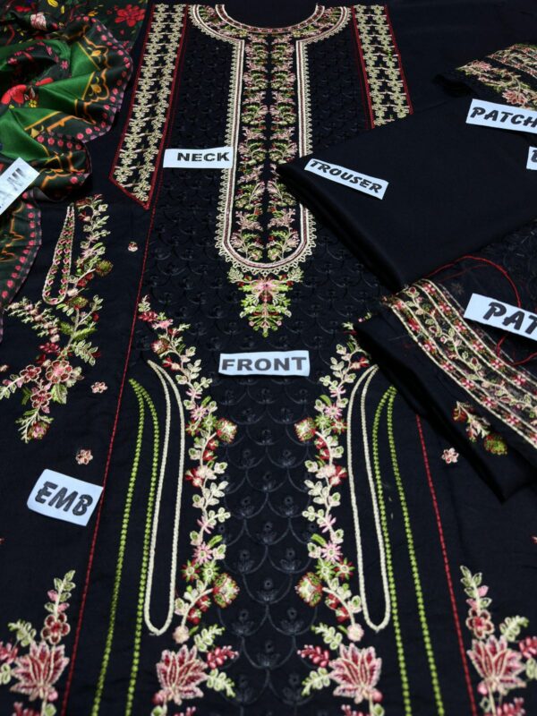 Luxury Heavy Embroidered Dhanak Suit with Printed Pashmina Shawl W105 - Image 6