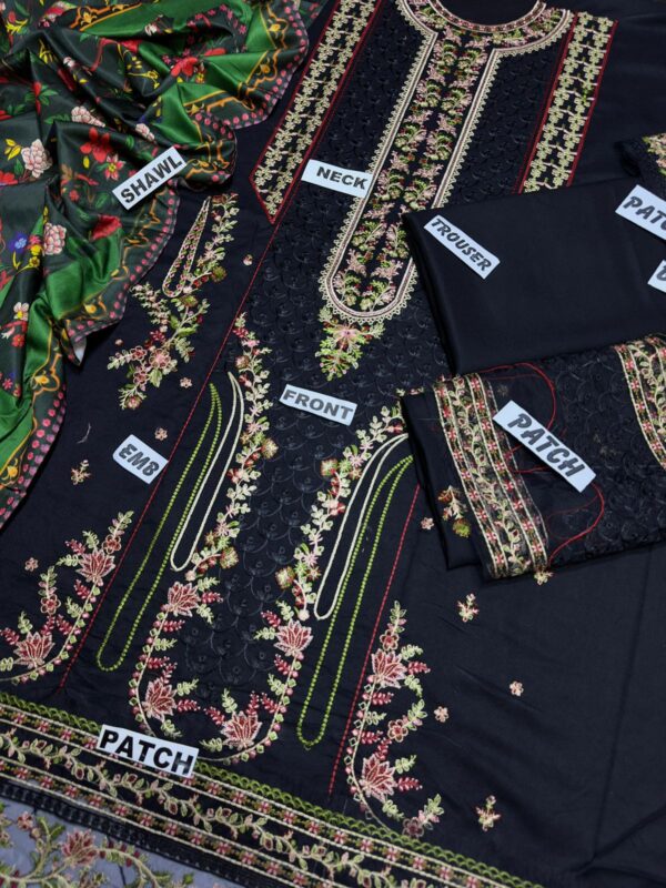 Luxury Heavy Embroidered Dhanak Suit with Printed Pashmina Shawl W105
