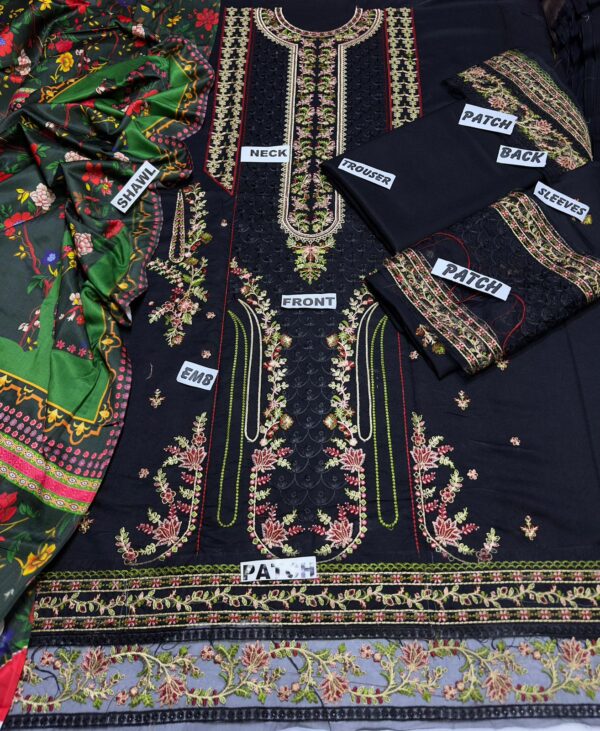 Luxury Heavy Embroidered Dhanak Suit with Printed Pashmina Shawl W105