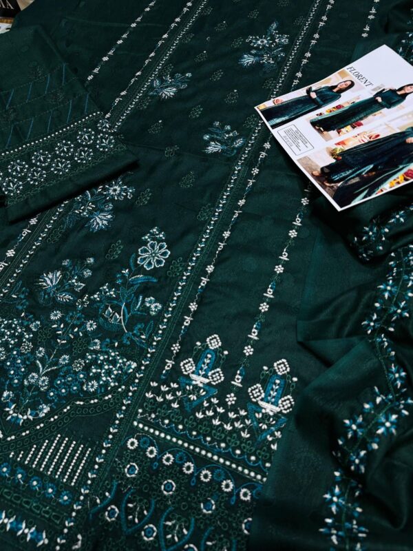 FLORENT Premium Dhanak Brosha 3PC – Heavy Embroidered Chikankari Winter Suit 2025 - Image 3