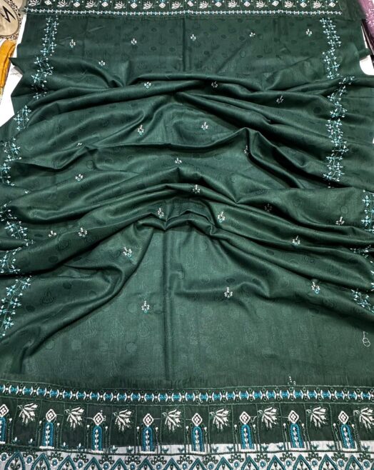FLORENT Premium Dhanak Brosha 3PC – Heavy Embroidered Chikankari Winter Suit 2025
