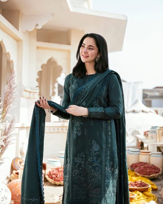 FLORENT Premium Dhanak Brosha 3PC – Heavy Embroidered Chikankari Winter Suit 2025
