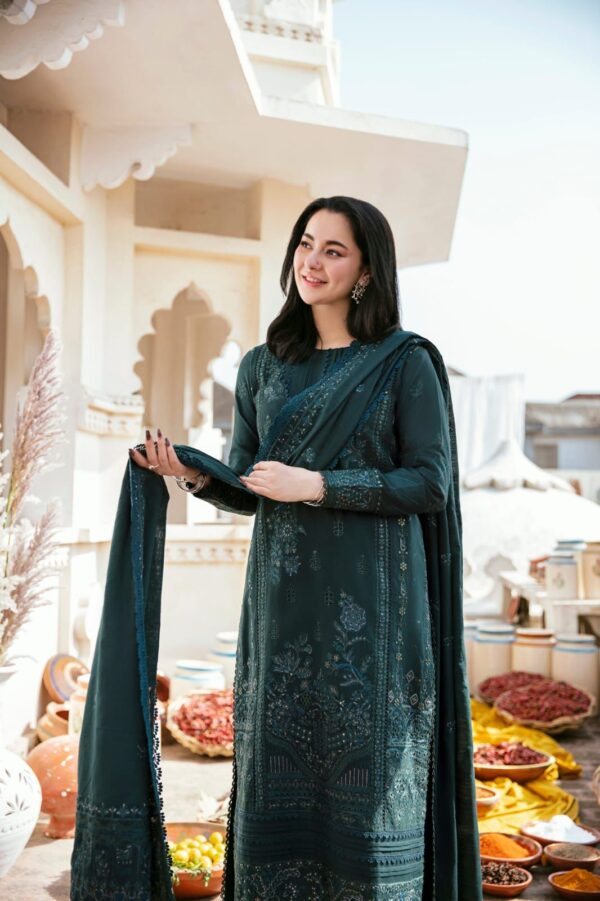 FLORENT Premium Dhanak Brosha 3PC – Heavy Embroidered Chikankari Winter Suit 2025