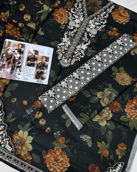 3PC Digital Print Airjet Dhanak Suit – Elegant Winter Edition