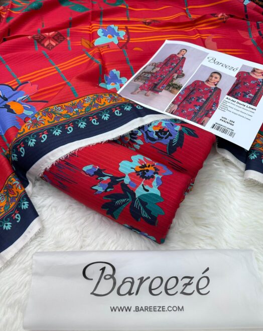 Bareeze Airjet Doria Linen Digital Print 3PC – Allover Volume W186