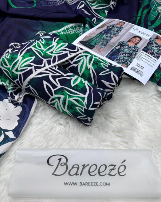 Bareeze Airjet Doria Linen Digital Print 3PC – Allover Volume W187