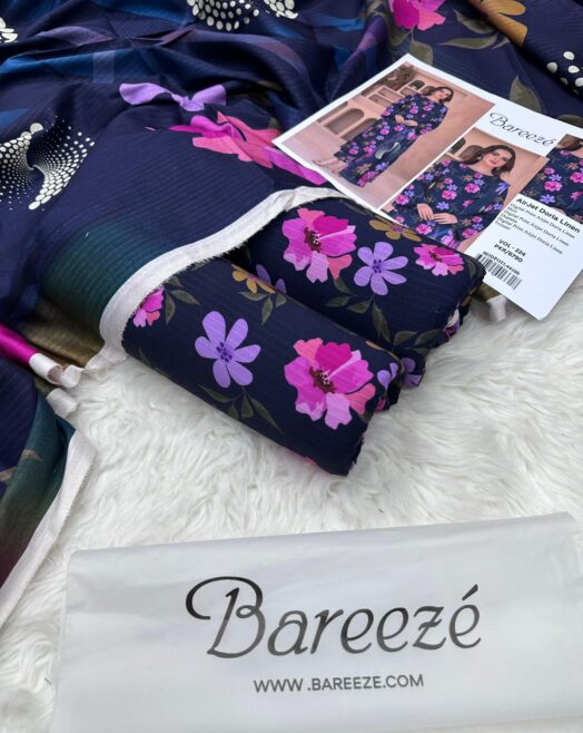 Bareeze Airjet Doria Linen Digital Print 3PC – Allover Volume W188