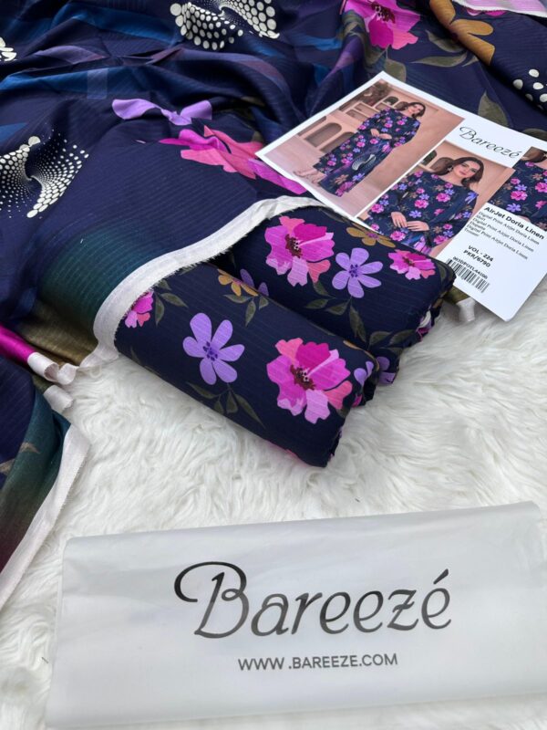 Bareeze Airjet Doria Linen Digital Print 3PC – Allover Volume W188