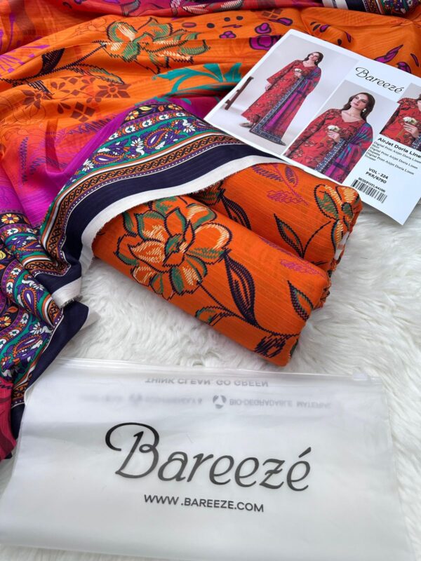 Bareeze Airjet Doria Linen Digital Print 3PC – Allover Volume W189
