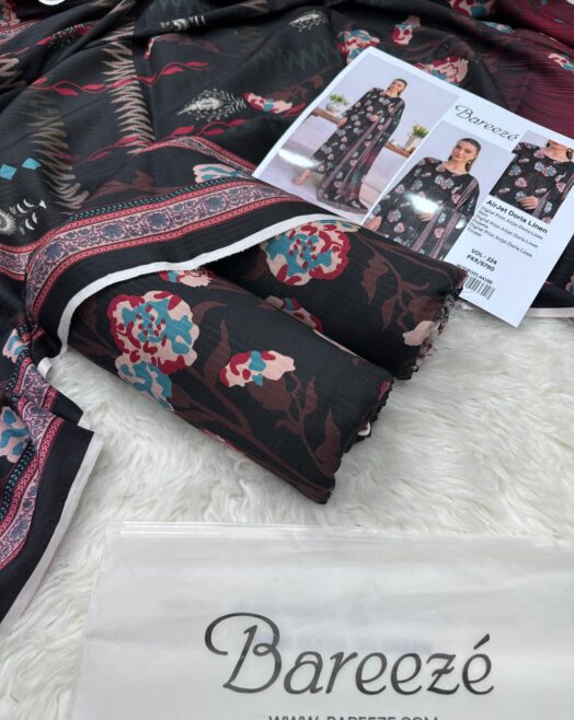 Bareeze Airjet Doria Linen Digital Print 3PC – Allover Volume W193