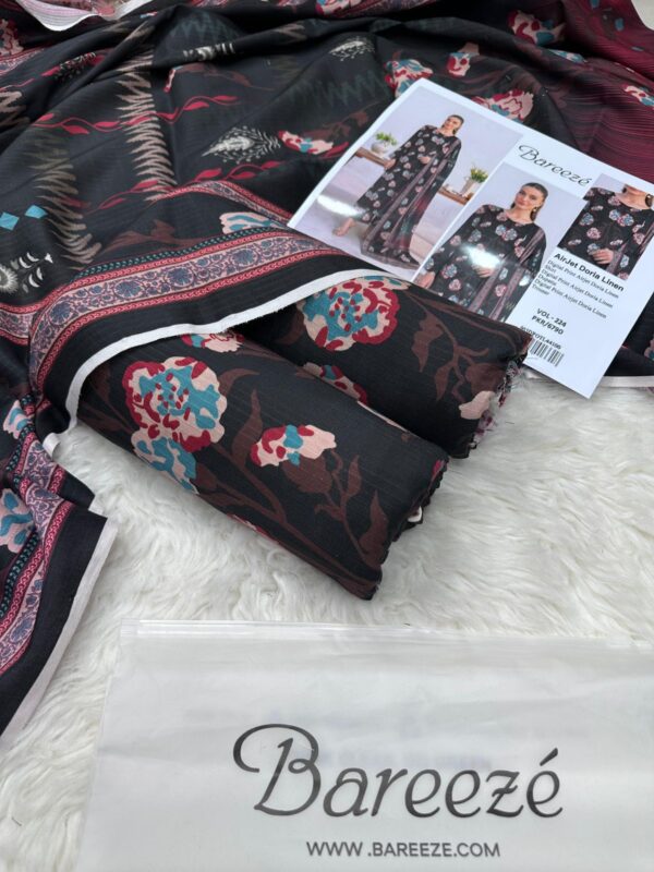 Bareeze Airjet Doria Linen Digital Print 3PC – Allover Volume W193