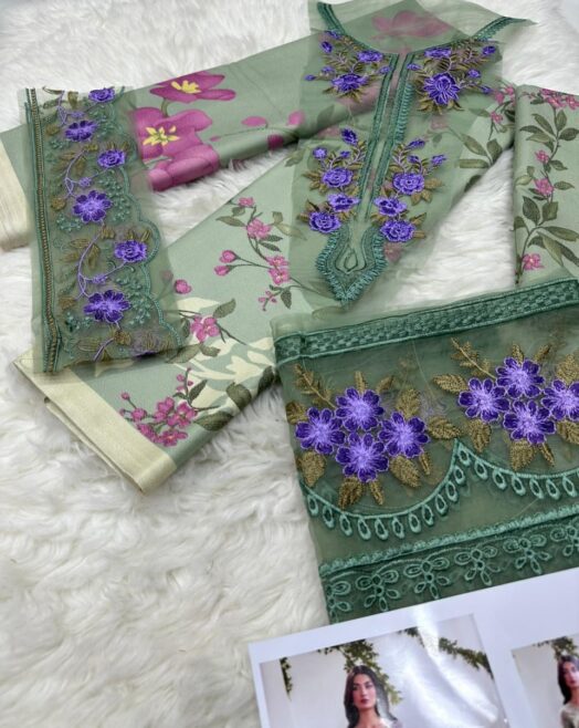 Digital Print Dhanak Airjet Patch Suit – 3PC Winter Collection W195